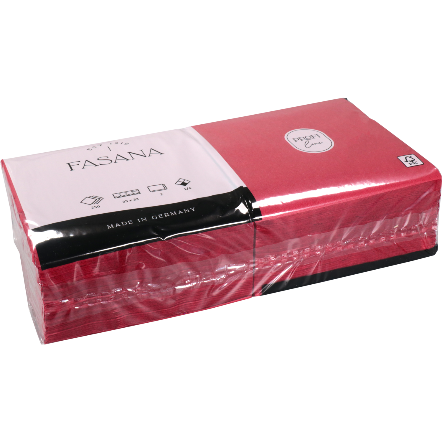 Servet, 1/4 vouw, 2-laags, 33x33cm, cellulose, bordeaux