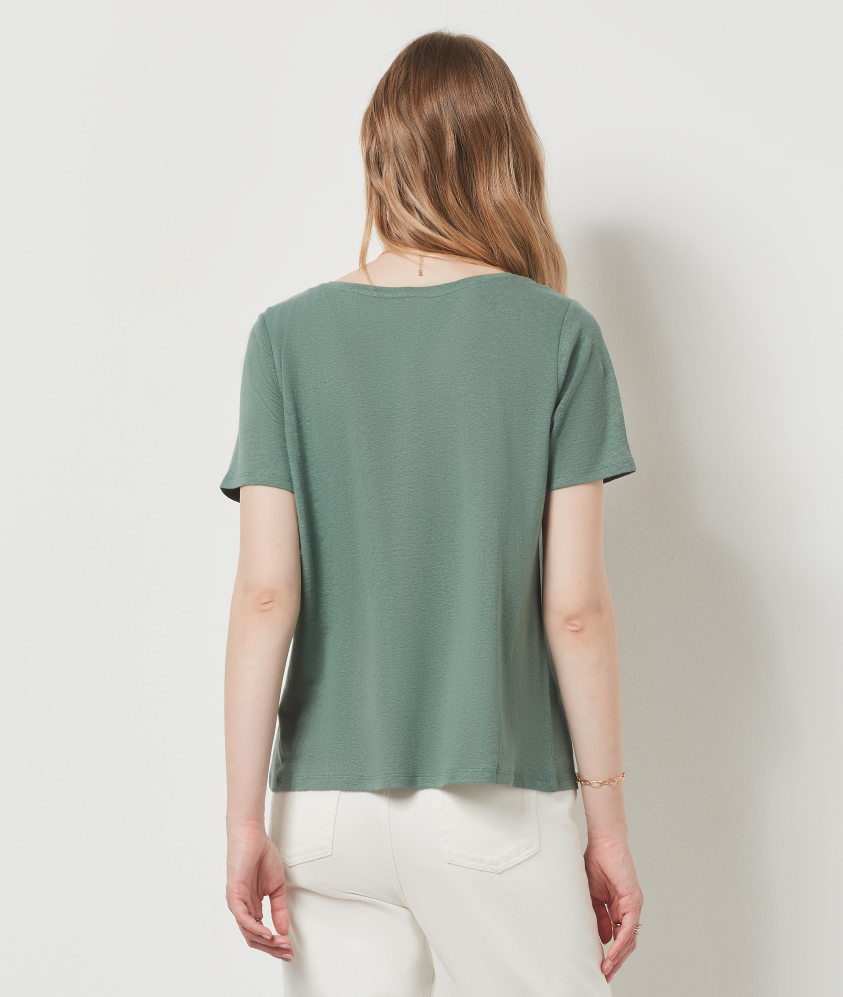 T-shirt manches courtes en lin mélangé