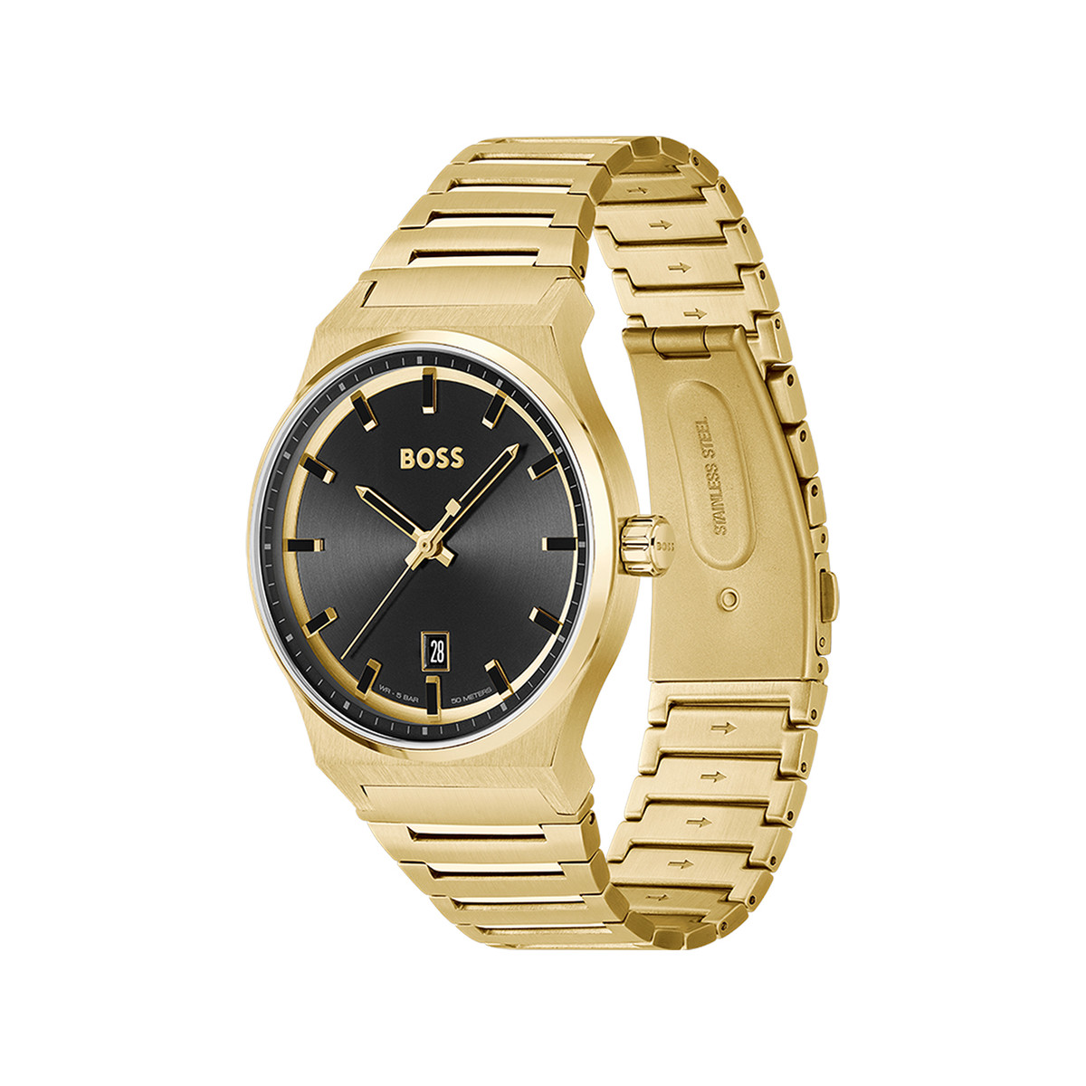 Montre BOSS sport lux homme bracelet acier doré jaune