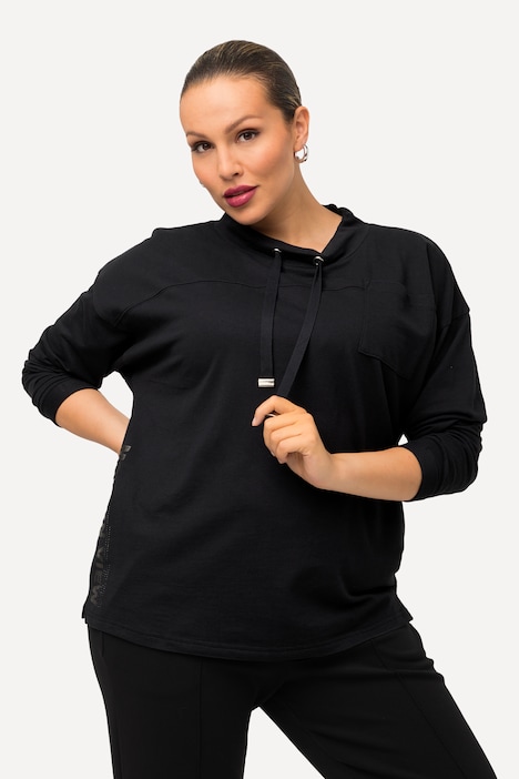 Sweatshirt, Schriftmotiv, Boxy, Stehkragen, Langarm