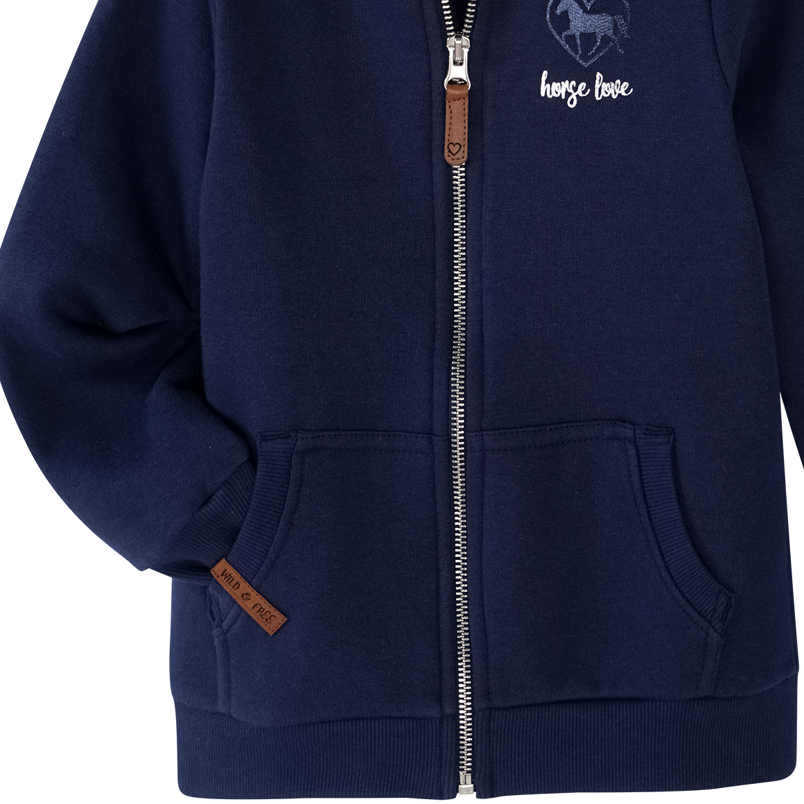 Yigga Mädchen Sweatjacke mit Pferde-Motiv dunkelblau