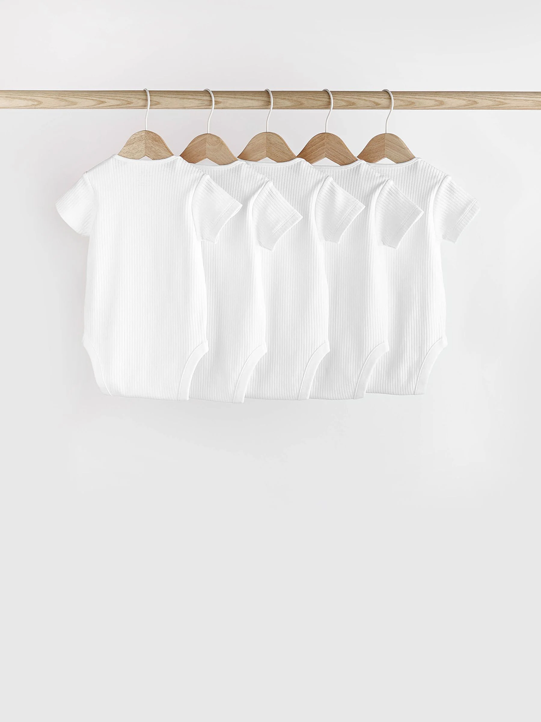 Wit - Rib Short Sleeve Baby Bodysuits 5 Pack