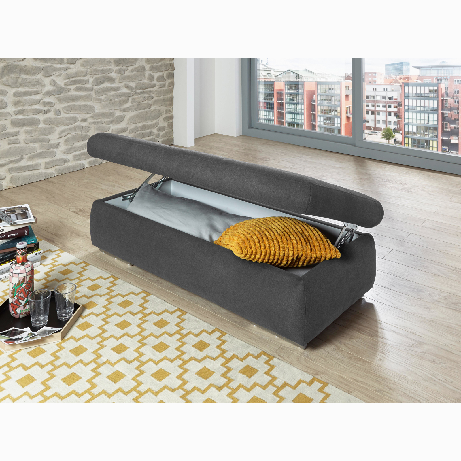 Hocker - anthrazit - aufklappbar