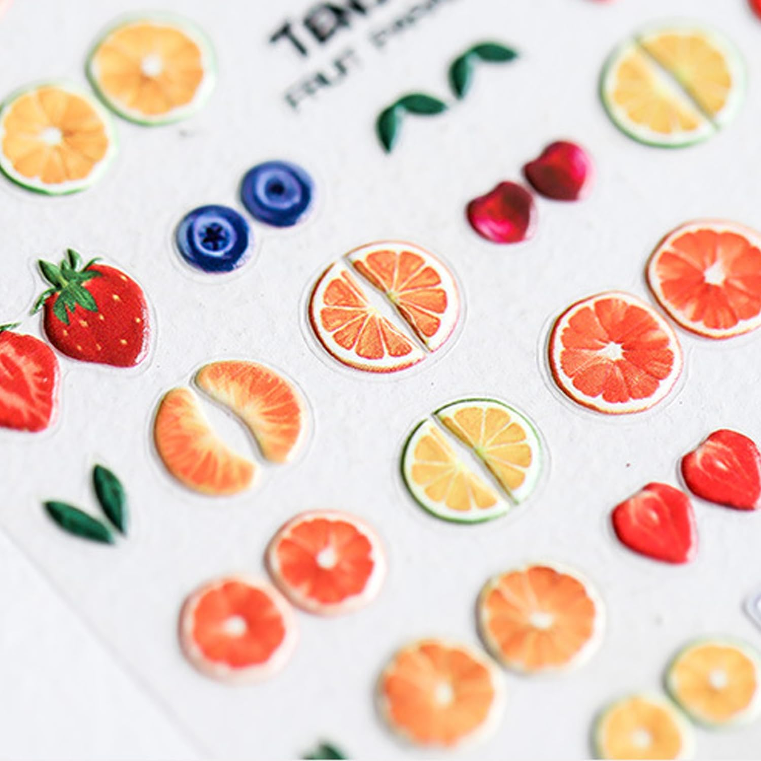 (53-tlg. Set) 5D Nagel Sticker Nail Art Tattoo Selbstklebende Aufkleber Früchte - Bunt