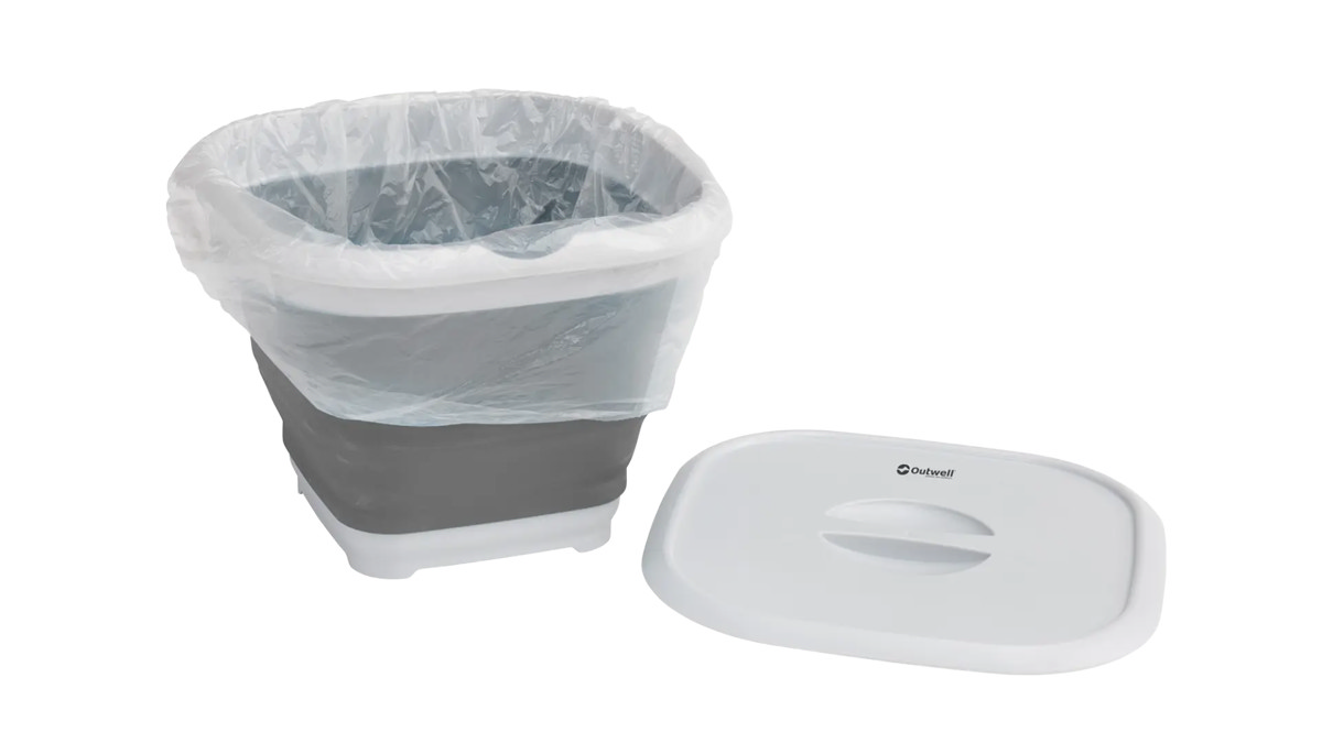 Eckiger Eimer Collaps mit Deckel Grey Mist