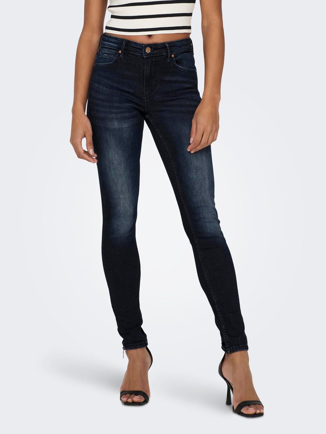 ONLKENDELL Mittlere Taille Skinny Fit Jeans Dark Blue Denim
