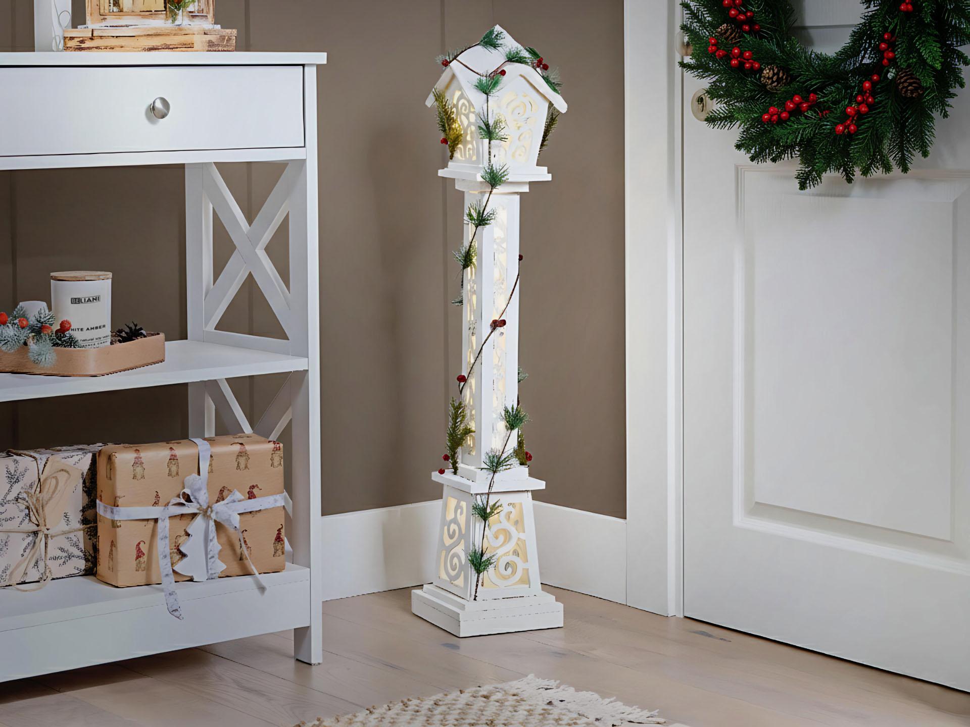 Kerstdecoratie LED LUMMENE Kerstlantaarnpaal 80 cm Wit