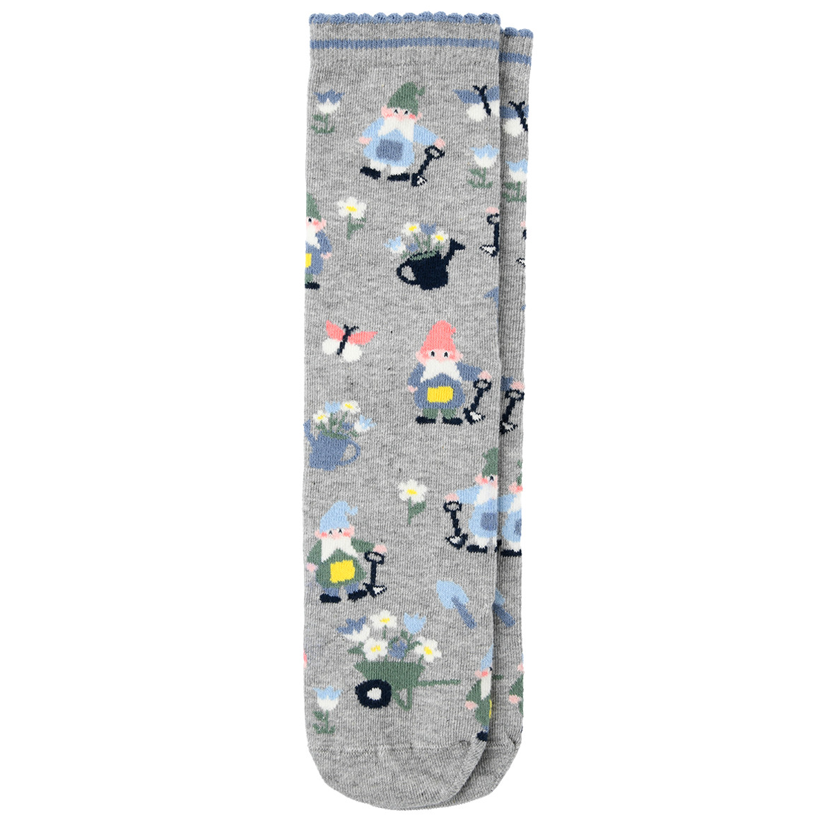 Gina Benotti 1 Paar Damen Socken mit Gartenzwergen hellgrau