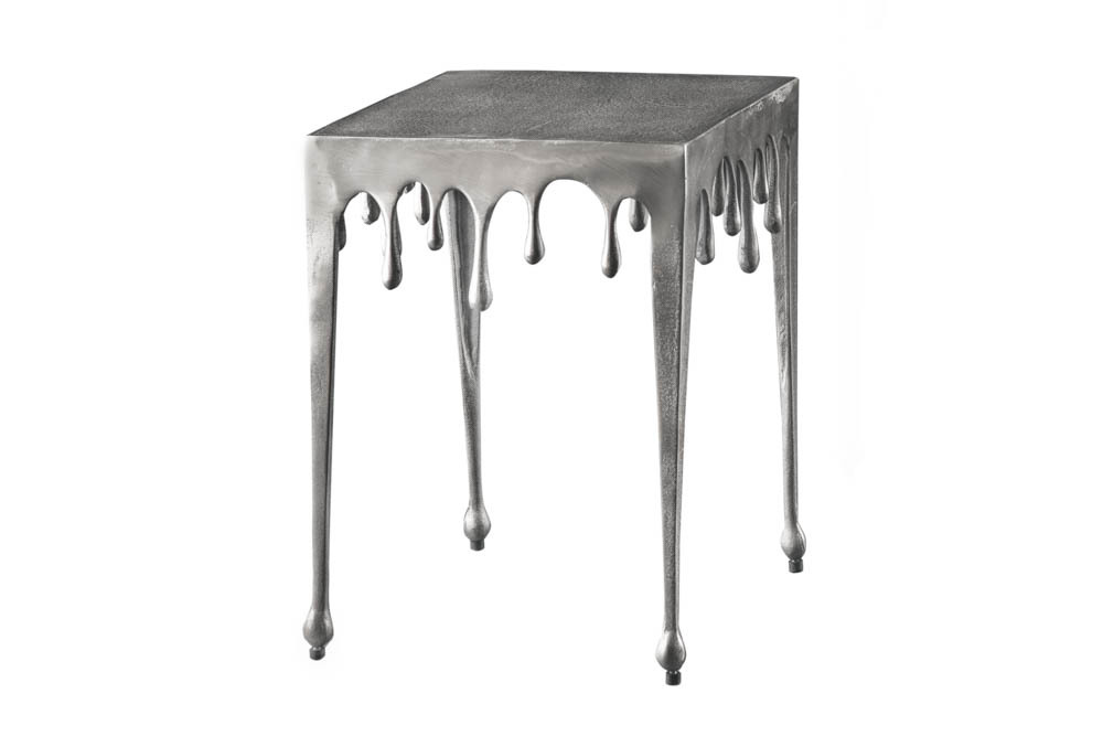 Extravaganter Beistelltisch LIQUID LINE S 34cm silber Tropfen-Design