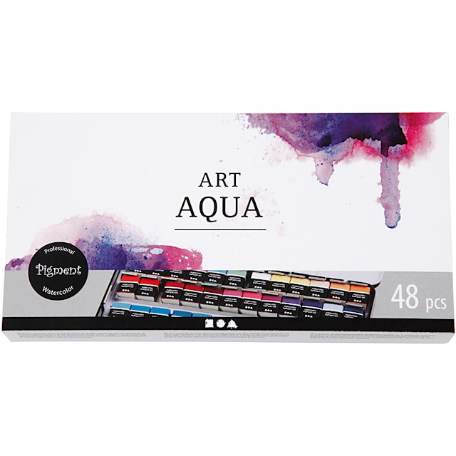 Art Akvarellfarger, ½-pan, str. 10x15x20 mm, standardfarger, 48 farge/ 1 pk.