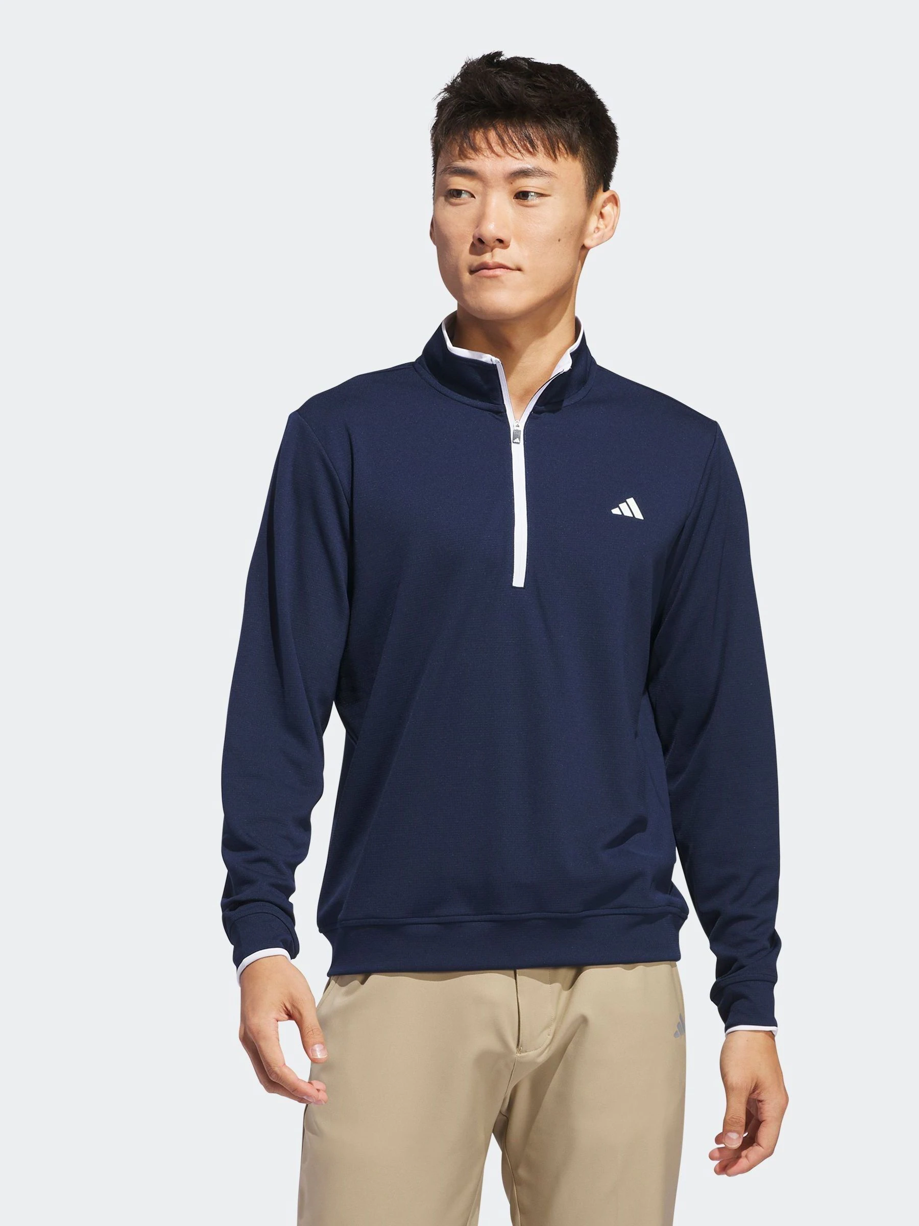 Marineblauw - adidas Golf, lichtgewicht top met kwartrits