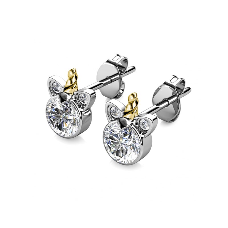 Boucles d'oreilles Unicorn - Argenté et Cristal
