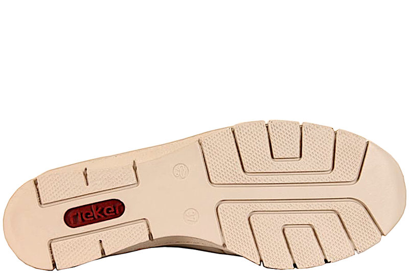 RIEKER LOAFERS I BEIGE SKIND PÅ KILEHÆL