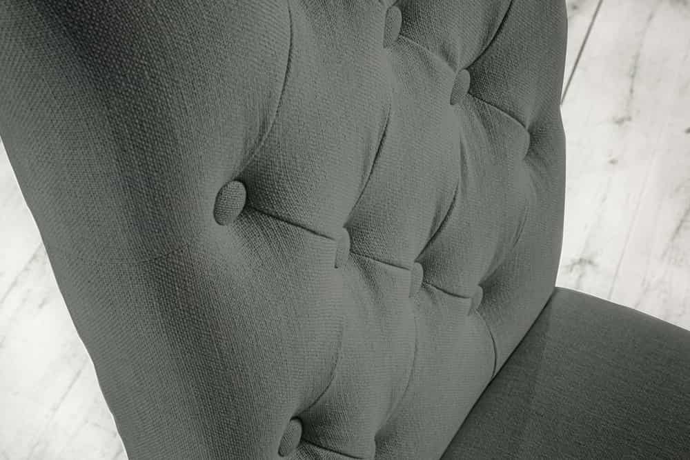 Eleganter Stuhl CASTLE grau mit Chesterfield Steppung im Landhausstil