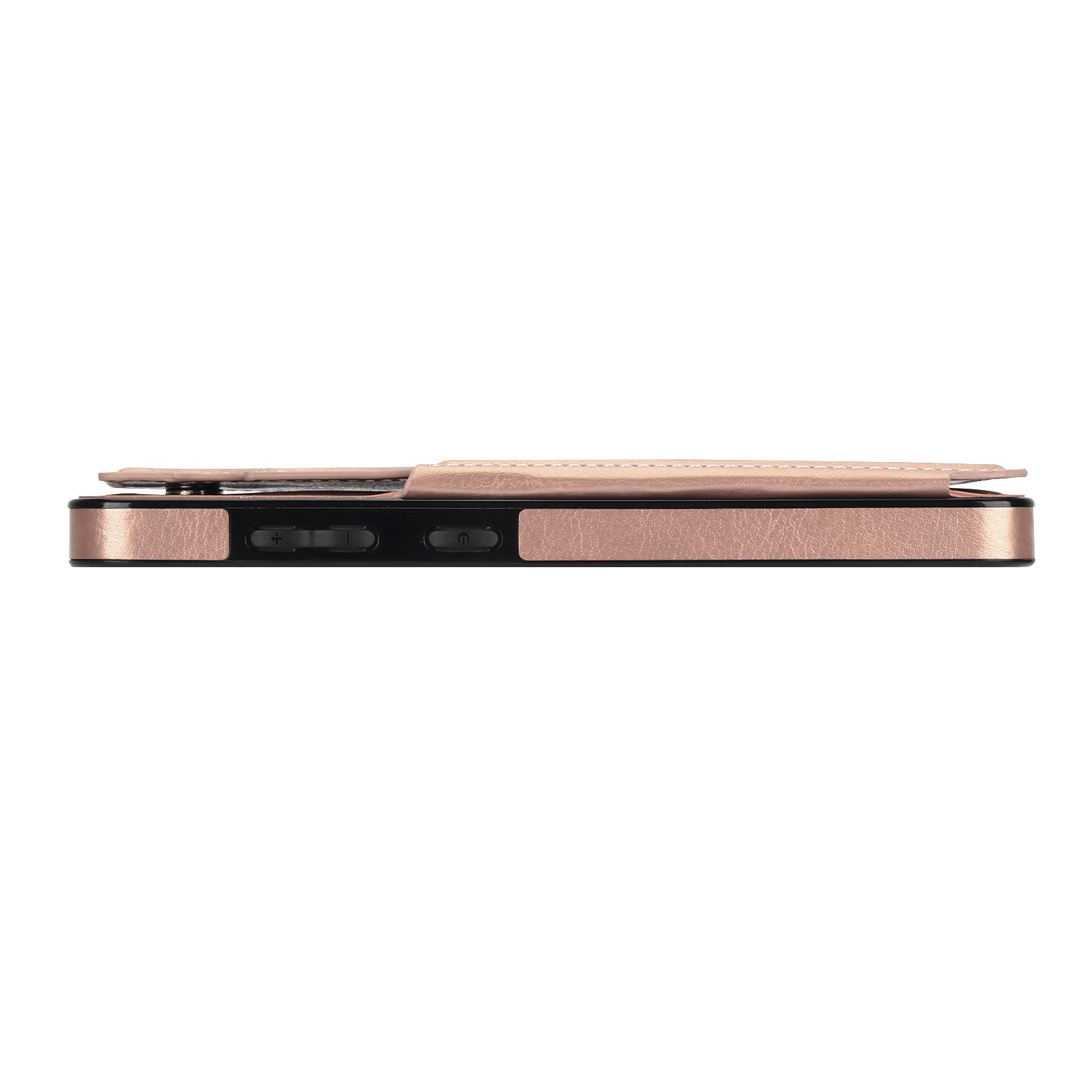 Samsung Galaxy S24 Hybrid Leder Hülle mit Kartenfach   Kickstand Aufsteller - Roségold