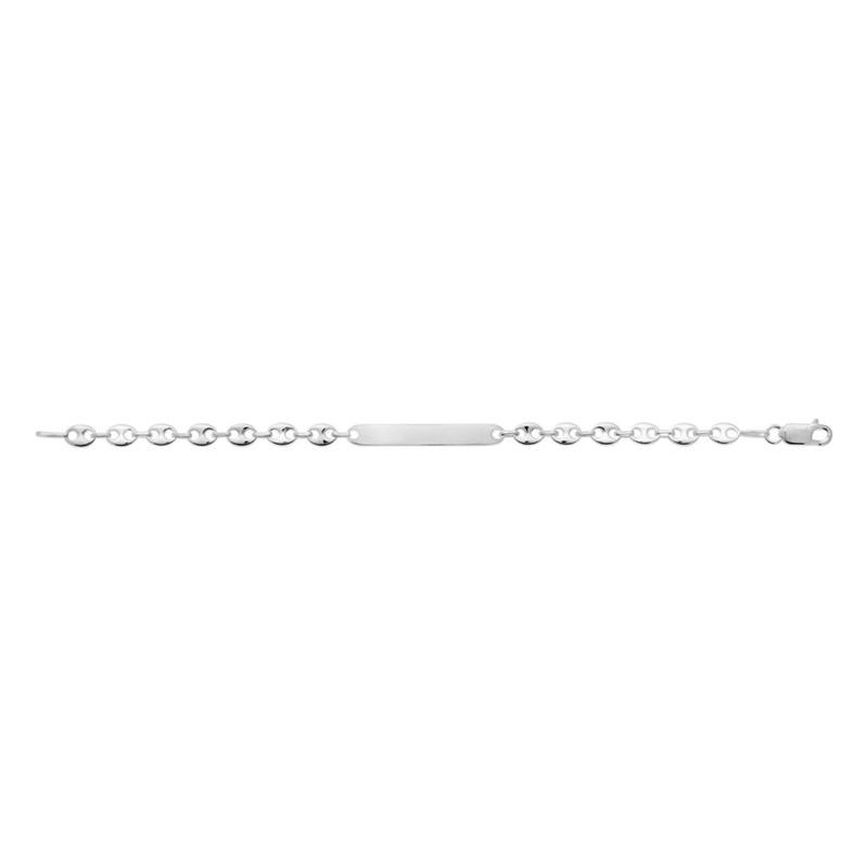 Gourmette Mixte - Argent 925 - Chaîne grain de café - Largeur : 6 mm - Longueur : 19 cm