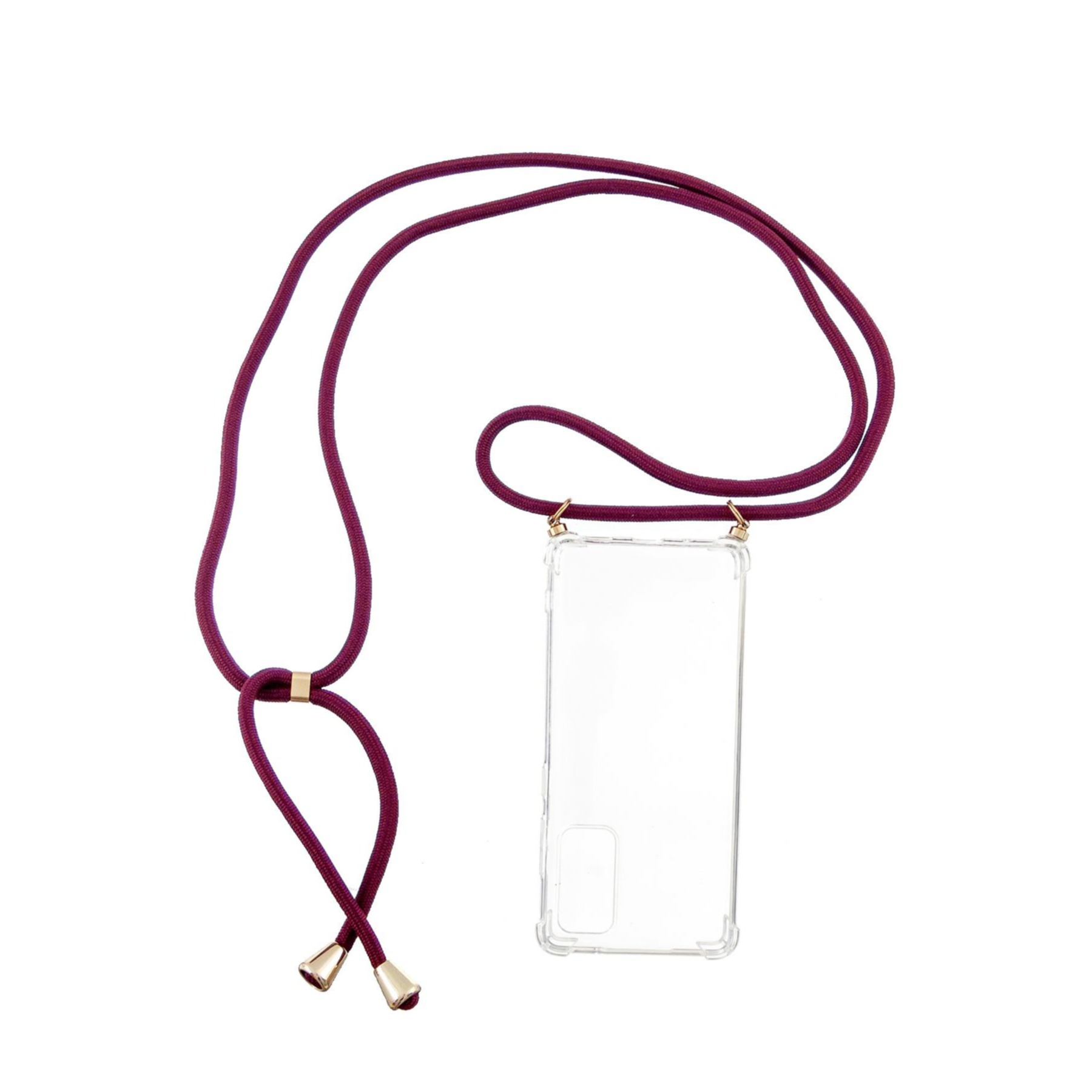 Samsung Galaxy S21 FE 5G Necklace Gummi Hülle Air Cushion Fallschutz   Handykette (150cm) - Dunkelrot / Gold