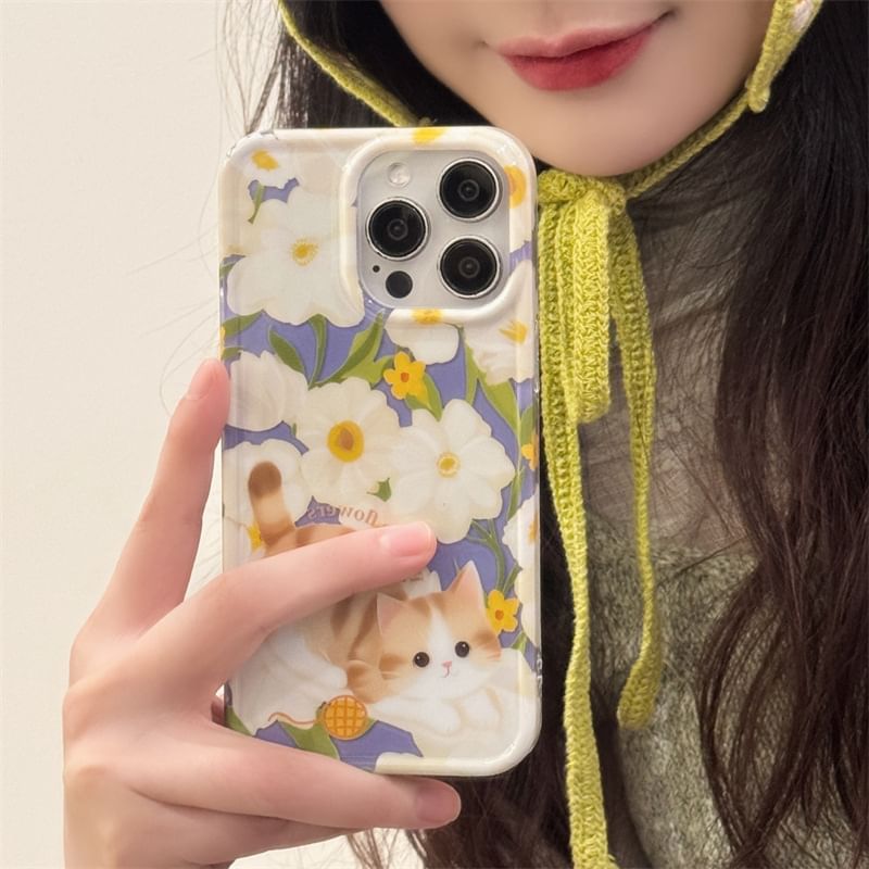 Fonekase - Kattenbloemen telefoonhoesje - Apple iPhone 16 Pro Max / 16 Pro / 16 Plus / 16 / 15 Pro Max / 15 Pro / 15 Plus / 15 / 14 Pro Max / 14 Pro / 14 Plus / 14 / SE / 13 Pro Max / 13 Pro / 13
