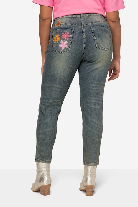 7/8-Slimjeans, schmale Passform, 5-Pocket, Patches