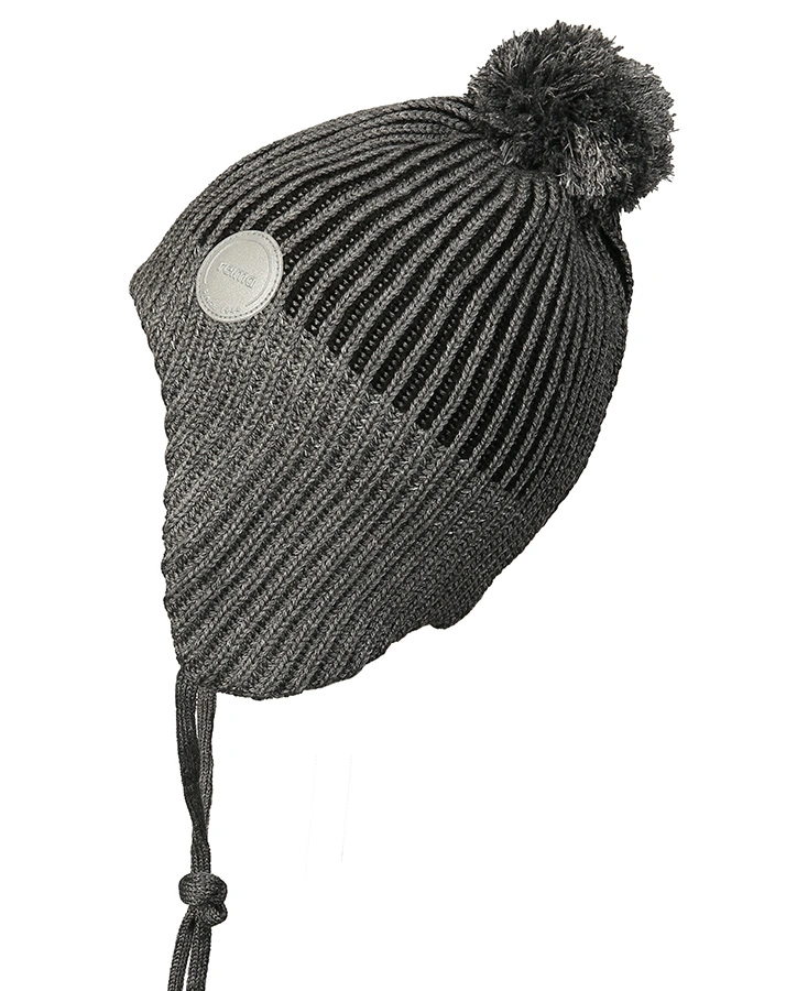 Strickmütze WEFT mit Wolle in dunkelgrau/schwarz