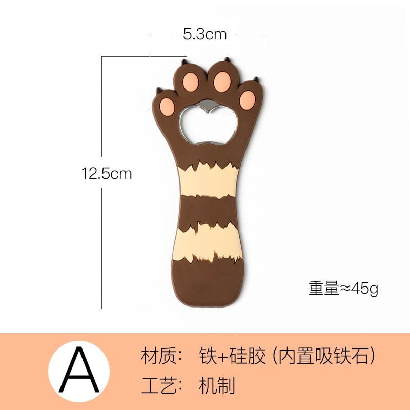 Koringa - Koelkastmagneet met kattenpoot, stippen, cactus en fruit als flesopener (verschillende ontwerpen)