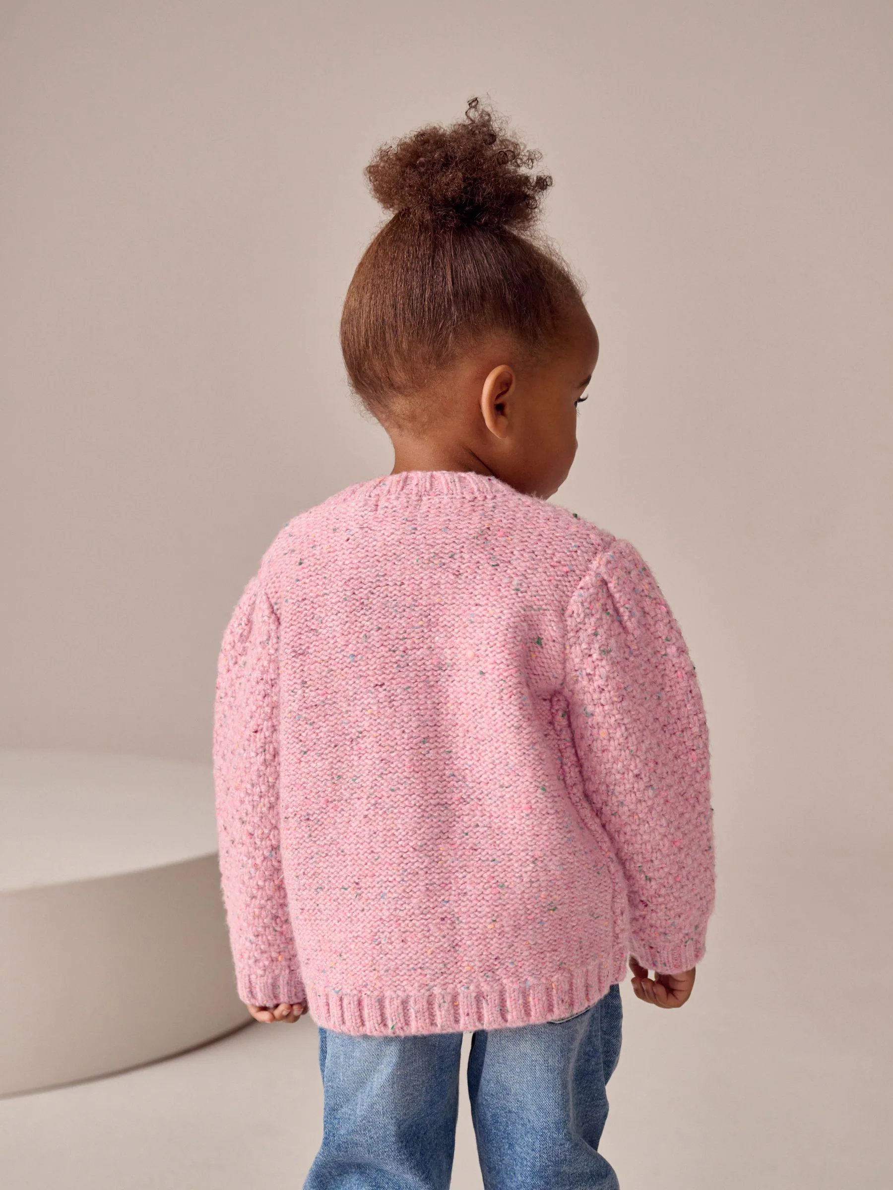 Roze - Grofgebreid gebobbeld vest (3 mnd-10 jr)