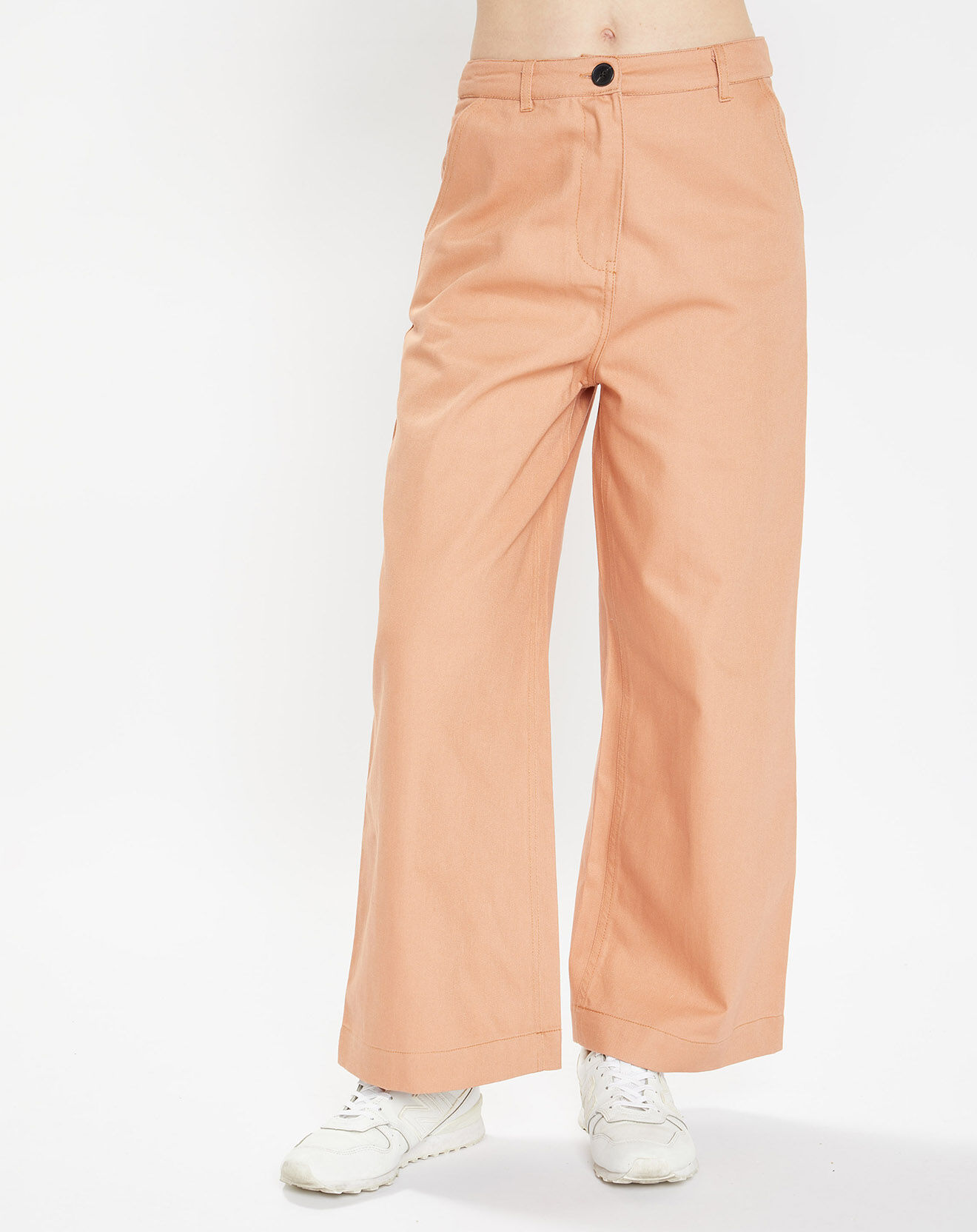 Galeries Lafayette Pantalon 7/8 en twill de coton biologique Clément rose pêche