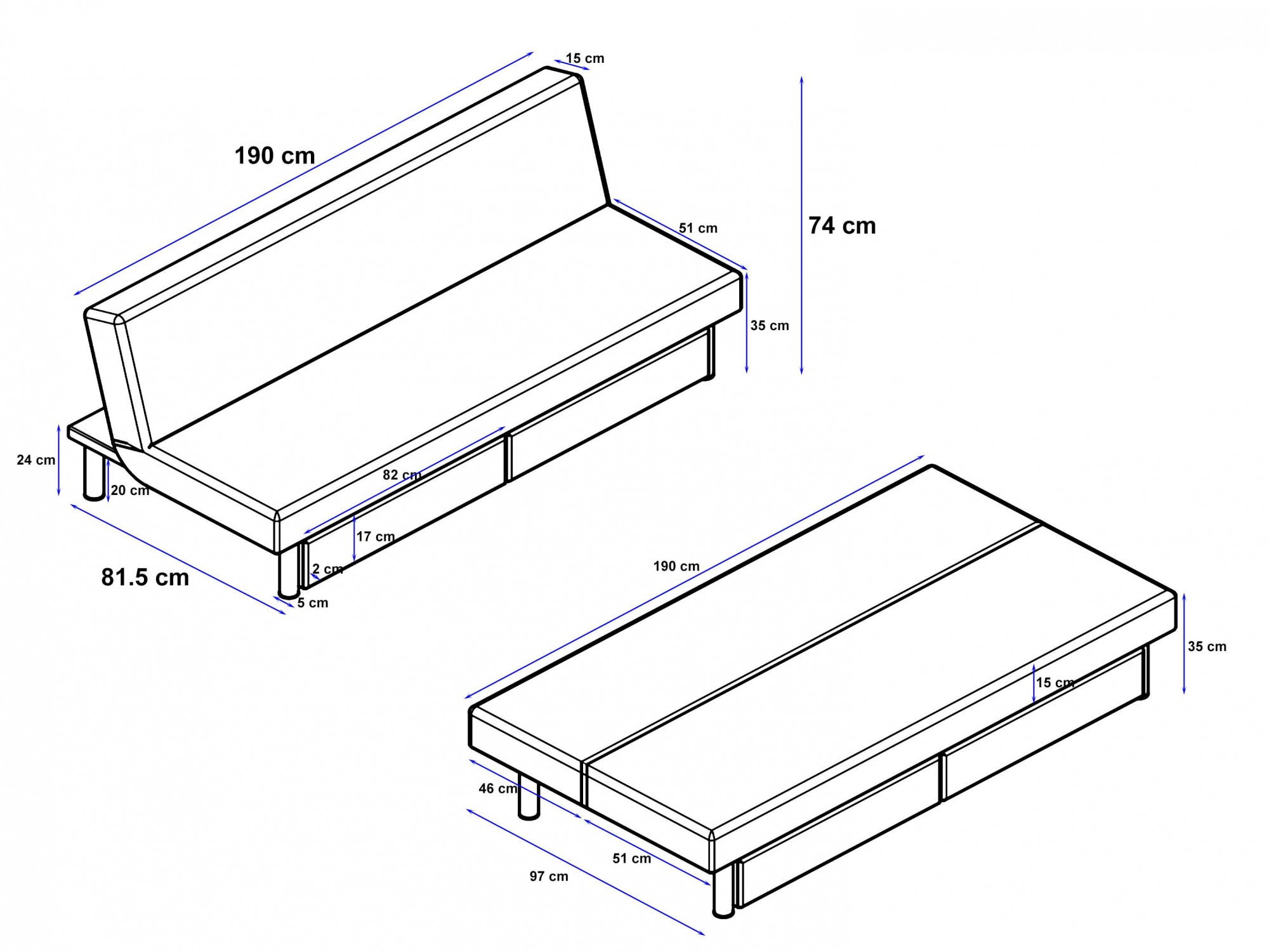Dorel Home Schlafsofa »Erica« Daybed mit aufklappbarer Liegefläche
