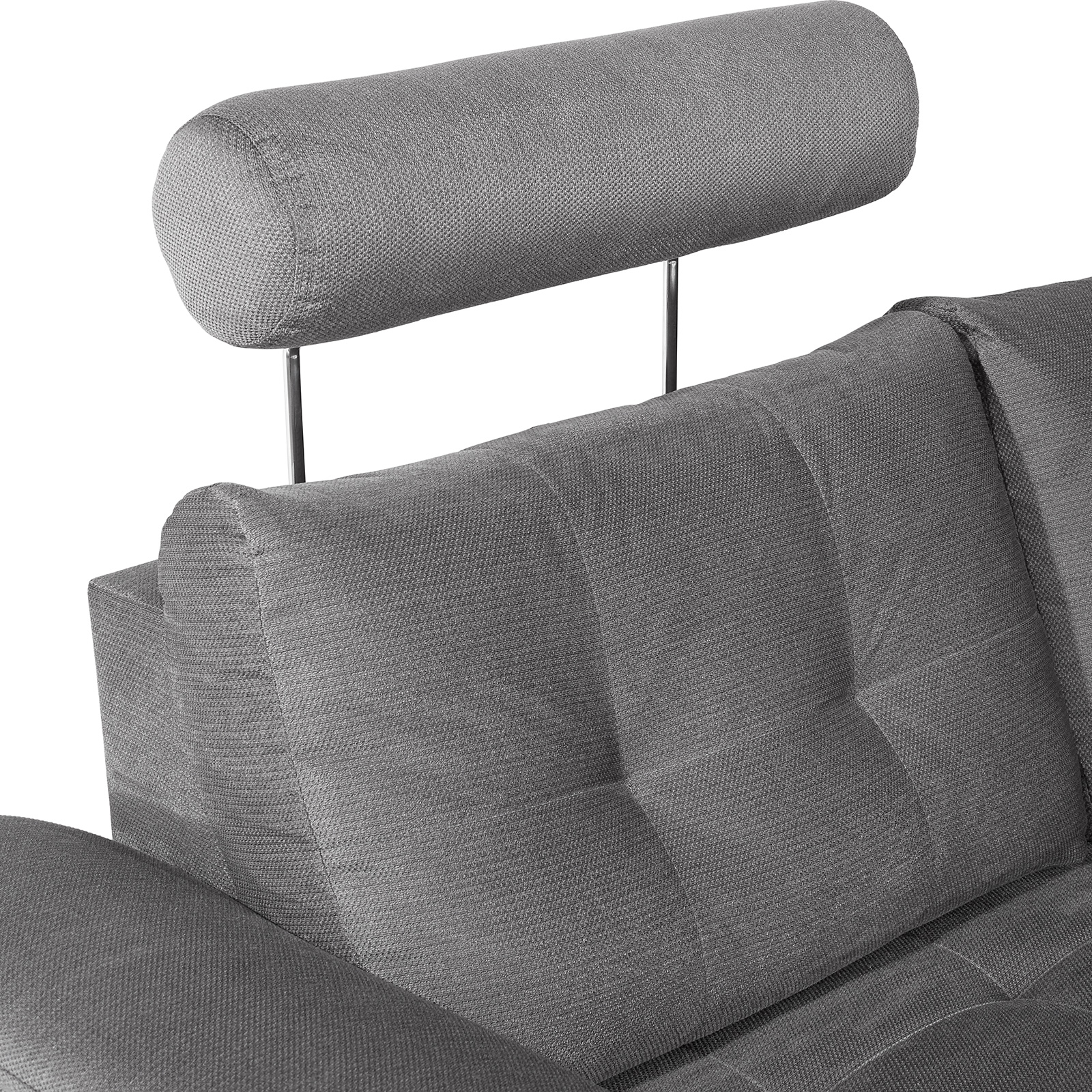 Ecksofa - grau - Webstoff - Liegefunktion - Staukasten links