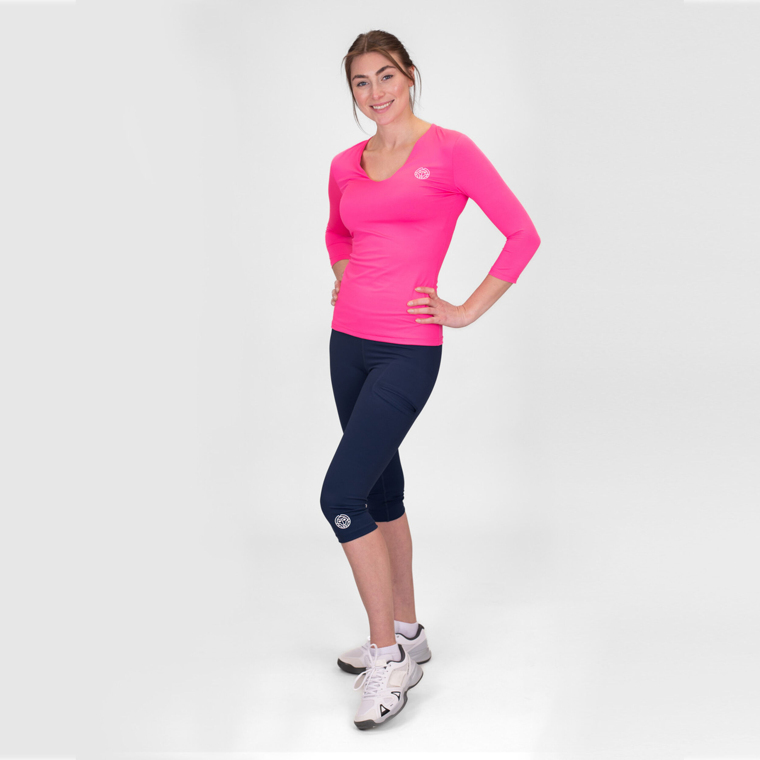 BIDI BADU Crew V-Neck Haut Manches Longues Femmes - Pink