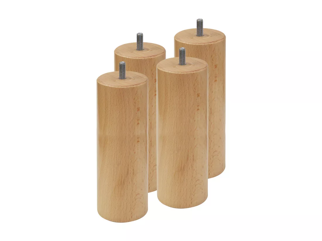 ELEA - Jeu de 4 pieds 20 cm naturel pour sommier tapissier