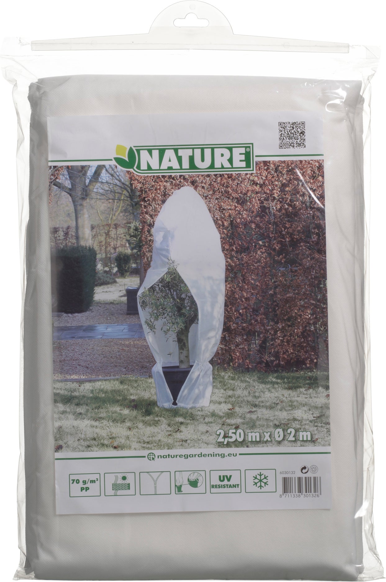 Nature winterhoes met rits D250cm x H3m wit