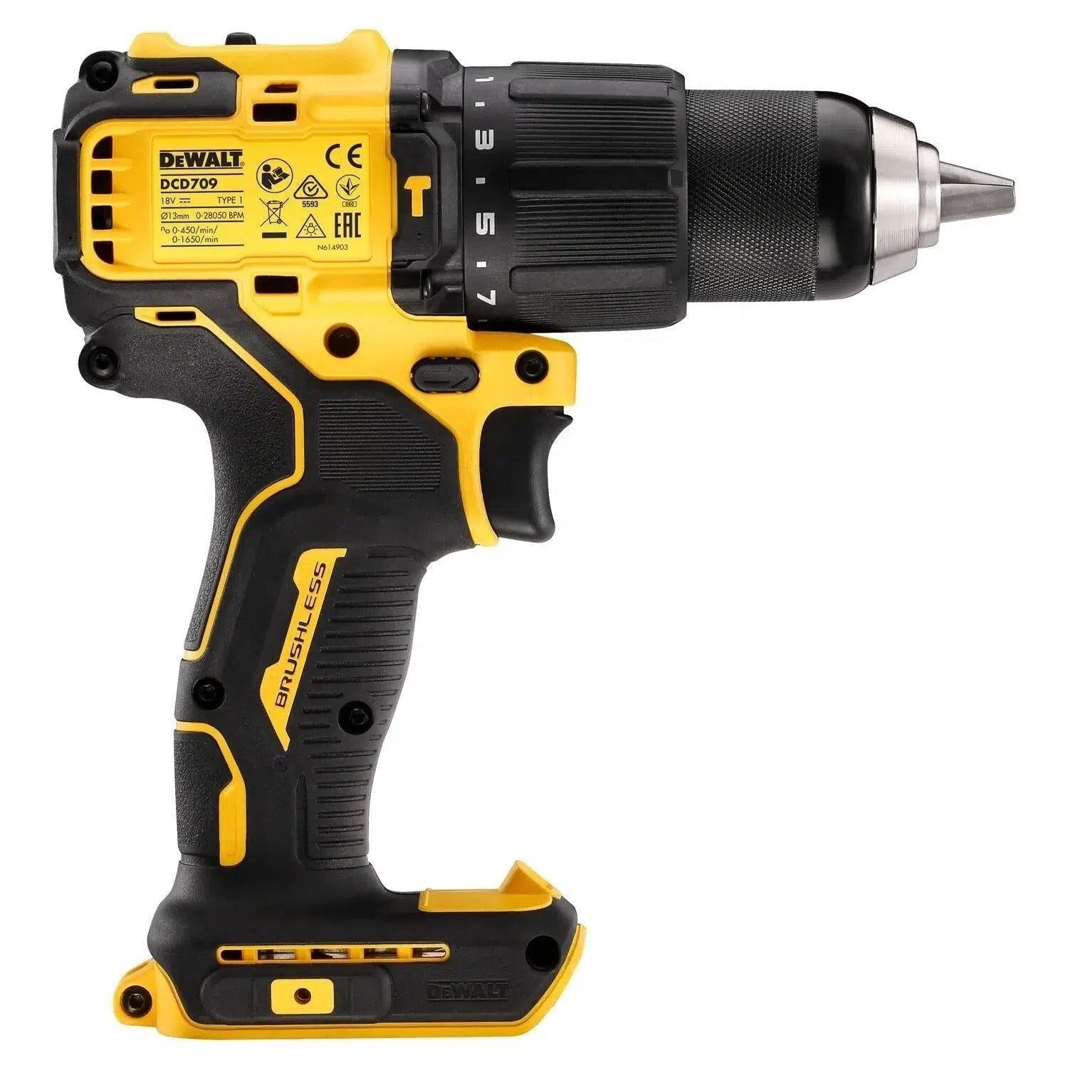 DeWALT DCD709N Compacte accu klop-/schroefboormachine 18V XR Basic Body