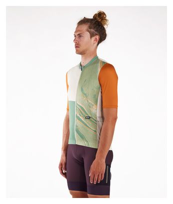 Maillot Manches Courtes Santini Sand Orange/Vert