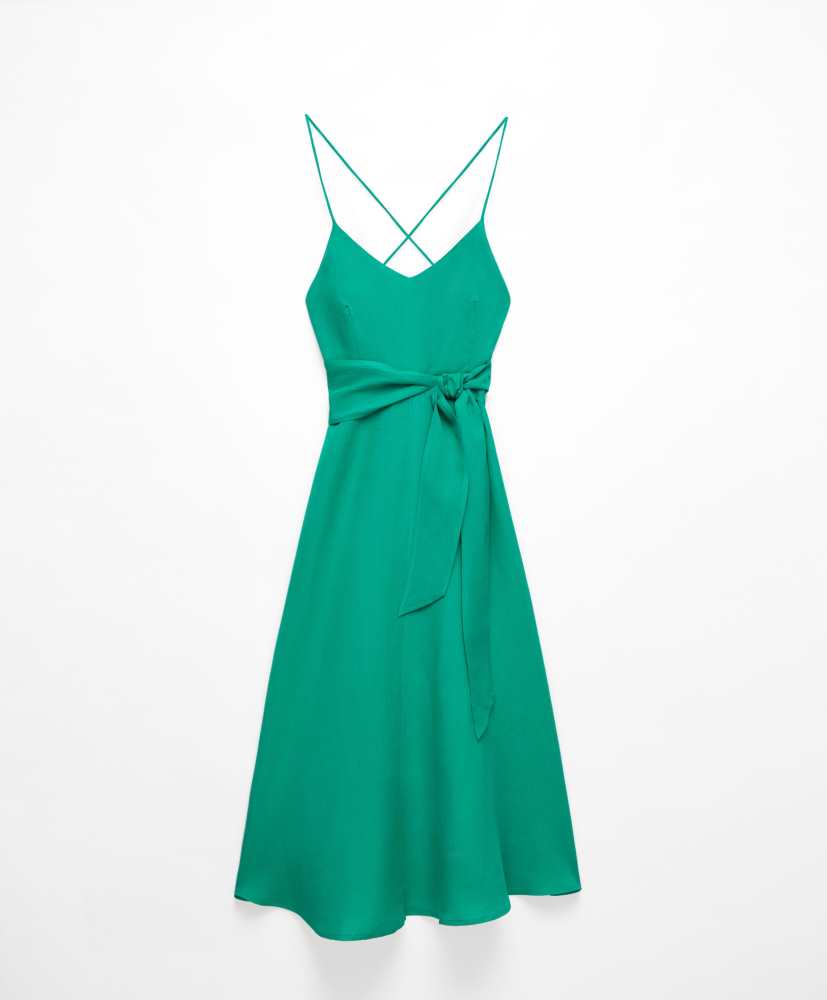 Vestido midi de linho com alças