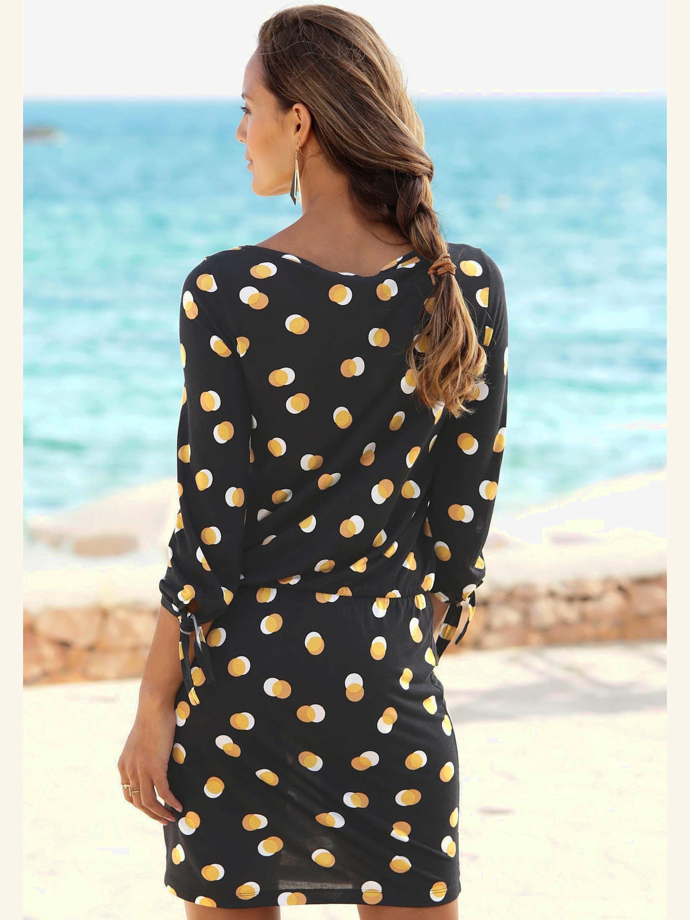 Robe en jersey robe d'été courte à manches 3/4