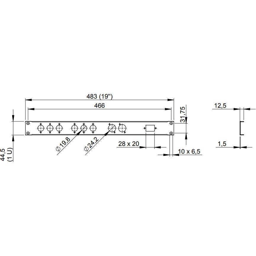 Adam Hall 872212 19 inch paneel voor diverse aansluitingen