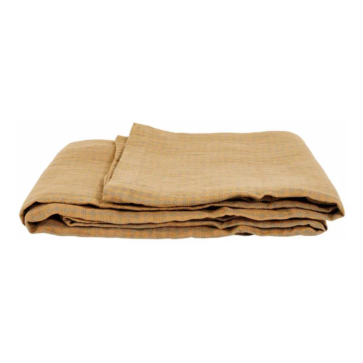 Gabrielle Paris Nappe en lin lavé vichy | Gris soie