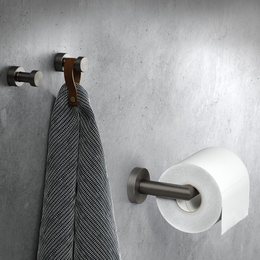 Geesa Nemox toiletrolhouder zwart metaal geborsteld