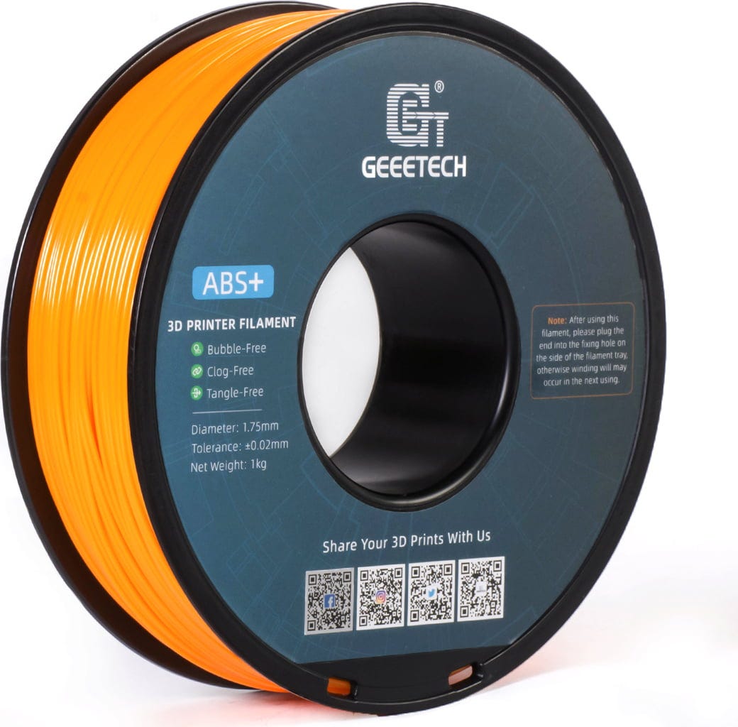 GEEETECH  ABS+ Orange, 1,75 mm / 1000 g    Beständiges ABS-Filament für robuste und langlebige Modelle in Orange