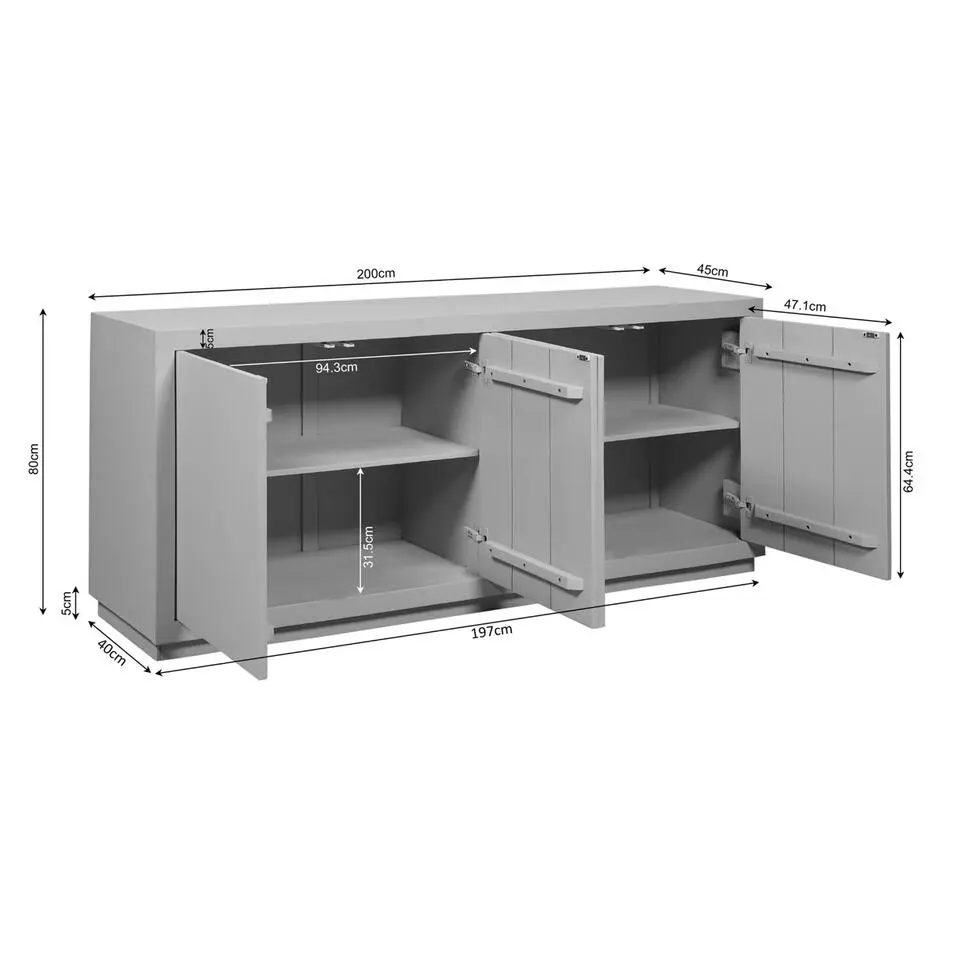 Dressoir Bruin Hout - 200x45x80cm - Brussel