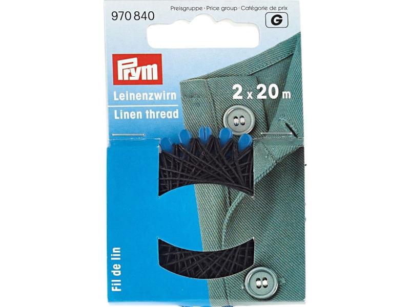 Prym Leinenzwirn 20 m, Schwarz Nähgarn für Ziernähte