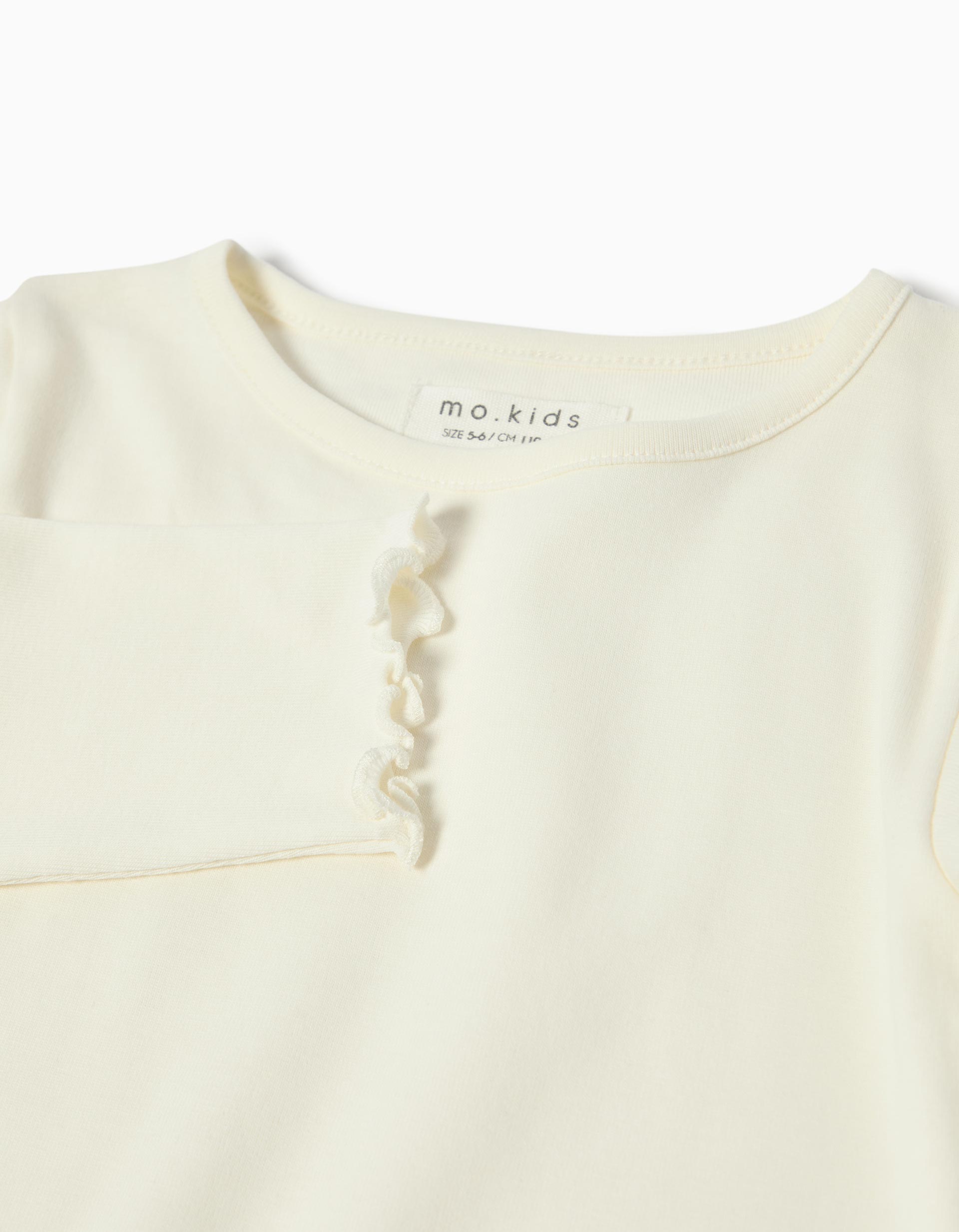 T-shirt de Manga Comprida, Menina, Branco