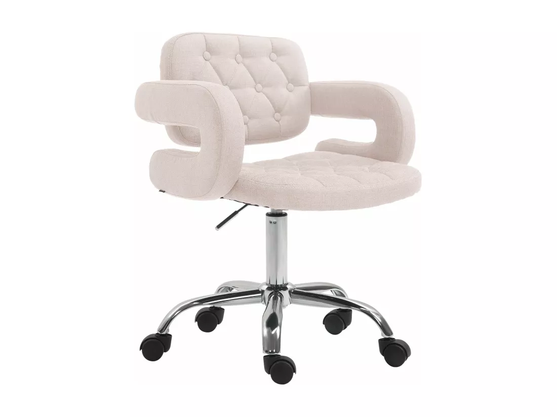 Chaise de bureau - Tissu & Métal chromé - Beige - Dublin