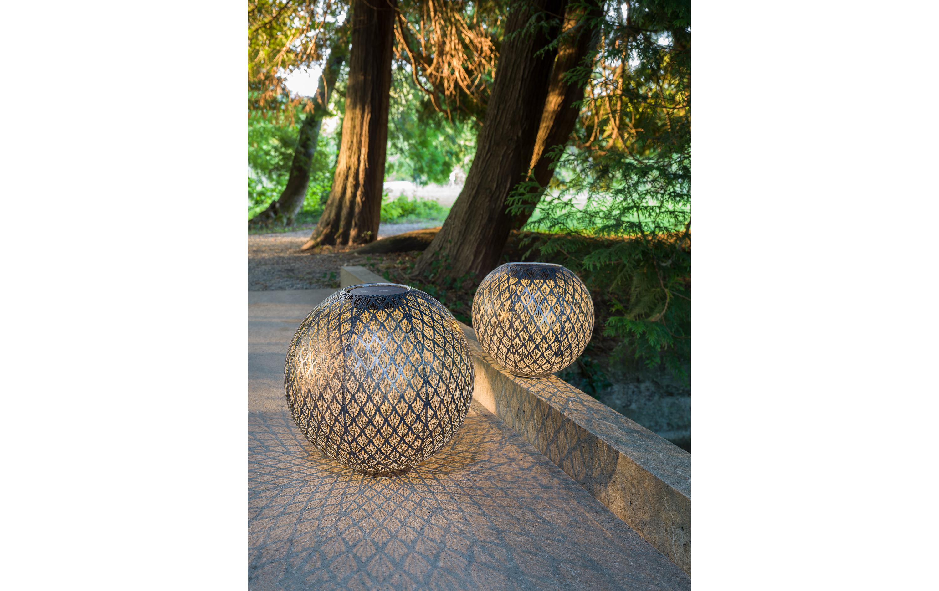 Windlicht Solar Antic Ball Emilia, Ø 40 cm, MarineblauSolarleuchte zum Aufstellen