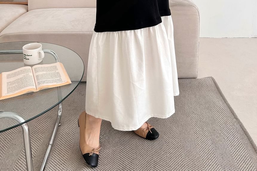 Chubby Girl - Midi-jurk met pofmouwen en twee kleuren