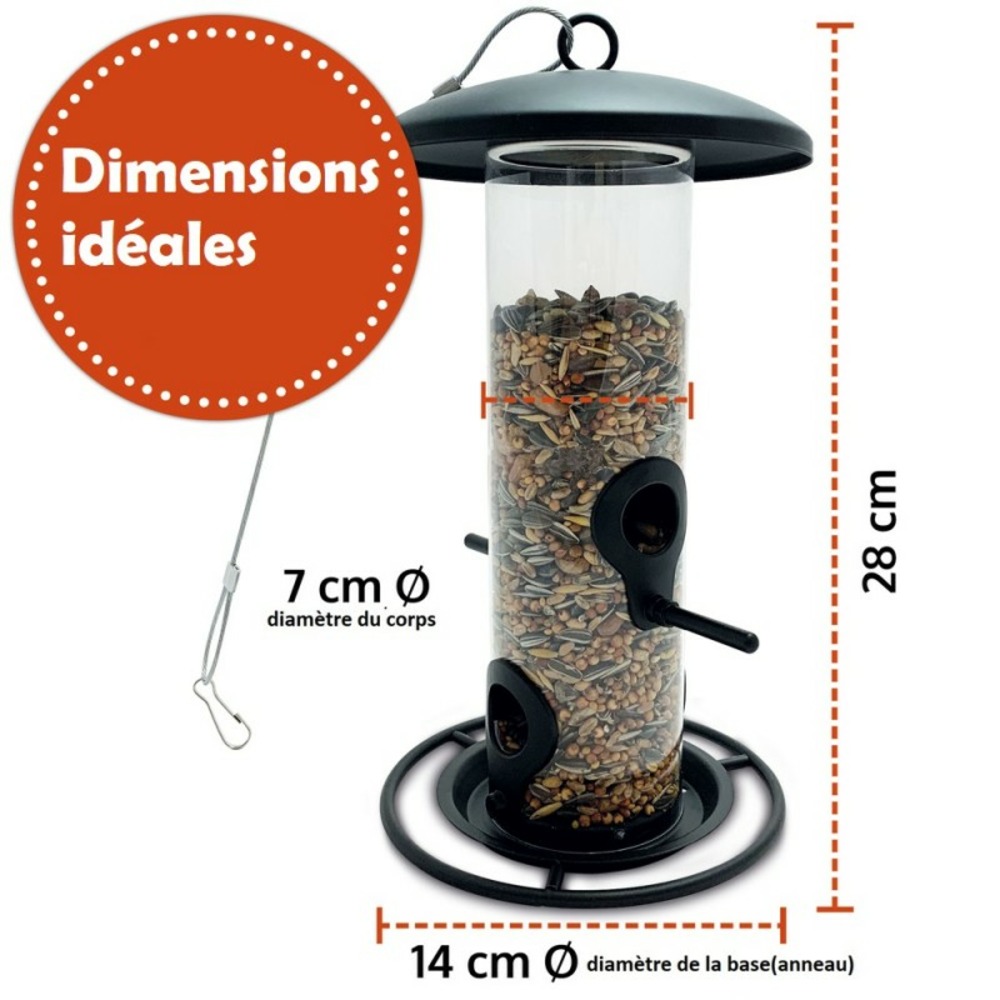 Mangeoire oiseaux extérieur à suspendre pour oiseaux sauvages pour jardin balcon distributeur de nourriture«34717 nourri-silo»