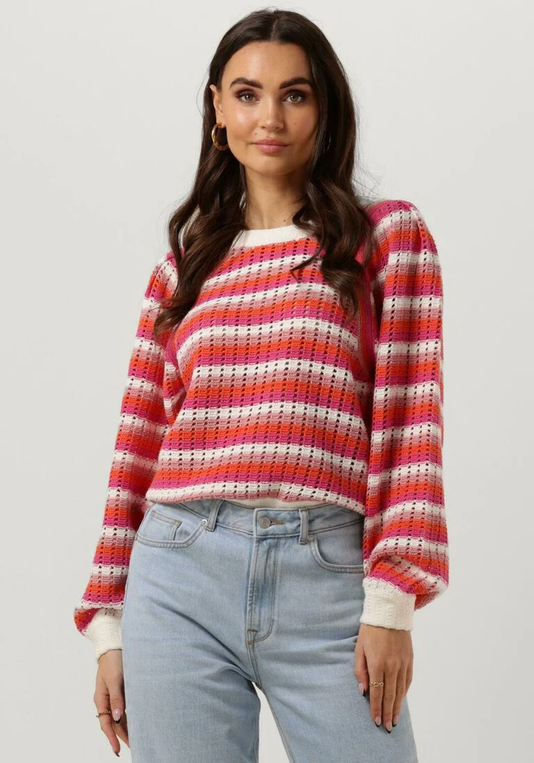 FREEBIRD roze freebird trui knit-point-stripe-cot-23-1