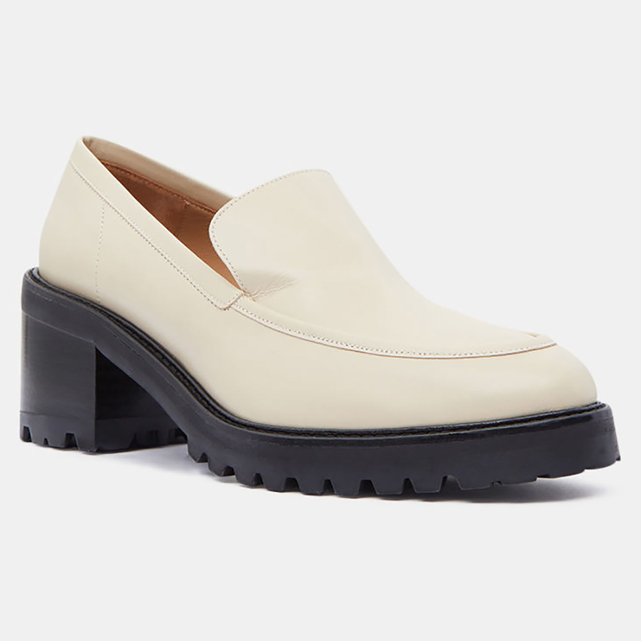 Flattered Mocassins en Cuir Chunky écrus - Talon 7 cm
