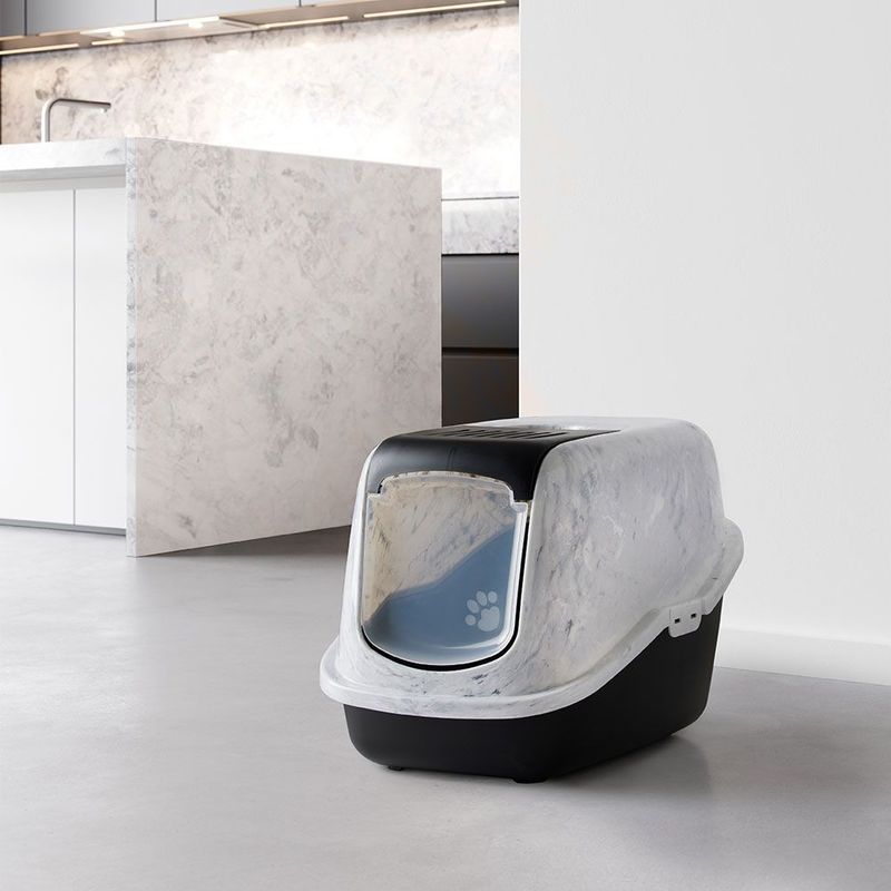 Savic - Nestor Marble - Kattenbak - Grijs - Met Deksel
